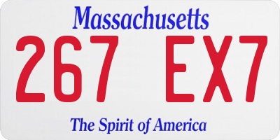 MA license plate 267EX7