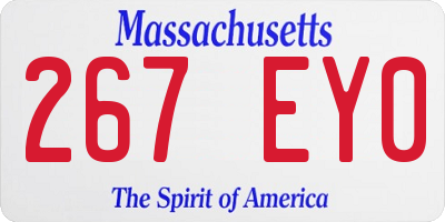 MA license plate 267EY0