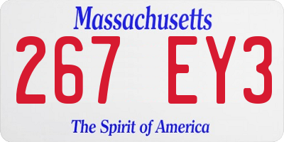 MA license plate 267EY3