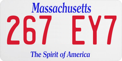 MA license plate 267EY7