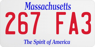 MA license plate 267FA3