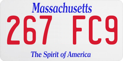 MA license plate 267FC9