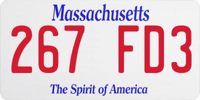 MA license plate 267FD3