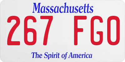 MA license plate 267FG0