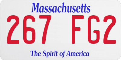 MA license plate 267FG2