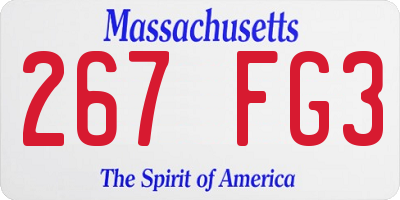 MA license plate 267FG3