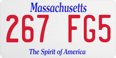 MA license plate 267FG5