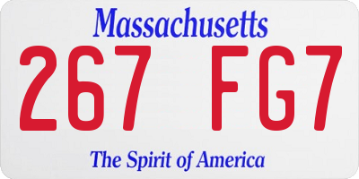 MA license plate 267FG7