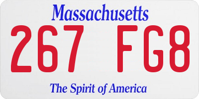 MA license plate 267FG8
