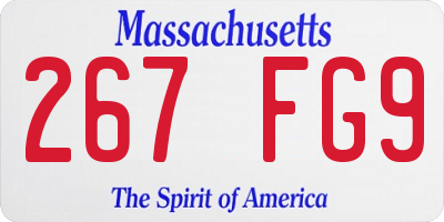 MA license plate 267FG9