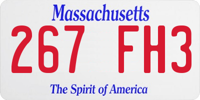 MA license plate 267FH3