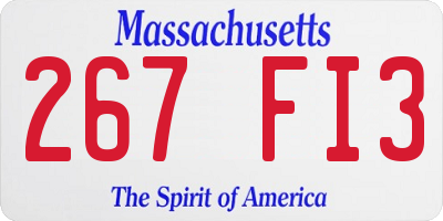 MA license plate 267FI3