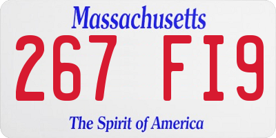 MA license plate 267FI9