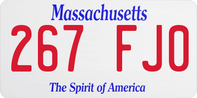 MA license plate 267FJ0