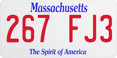 MA license plate 267FJ3