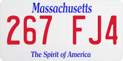 MA license plate 267FJ4
