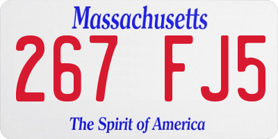 MA license plate 267FJ5