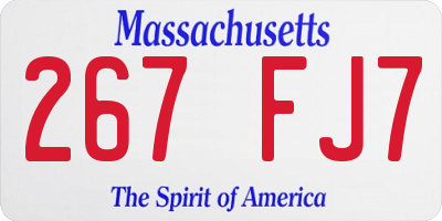 MA license plate 267FJ7