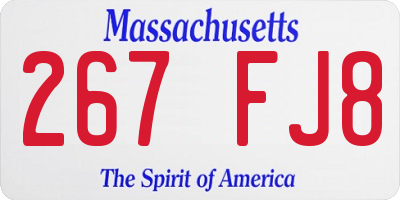 MA license plate 267FJ8