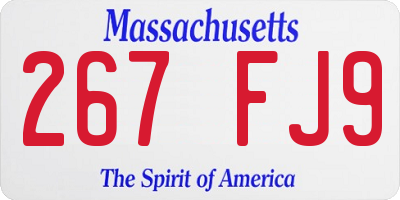 MA license plate 267FJ9