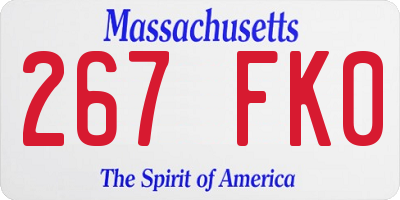 MA license plate 267FK0