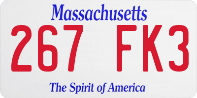 MA license plate 267FK3