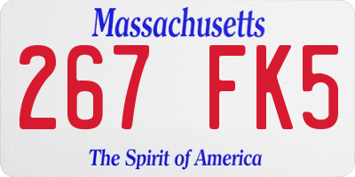 MA license plate 267FK5