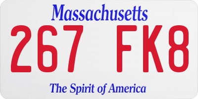 MA license plate 267FK8