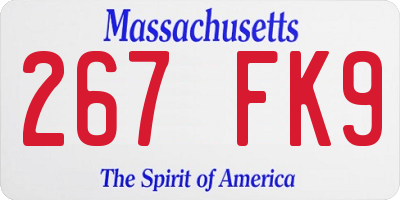 MA license plate 267FK9