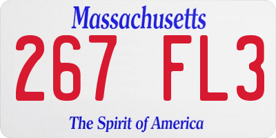 MA license plate 267FL3