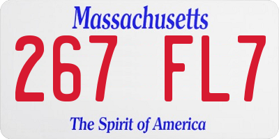 MA license plate 267FL7