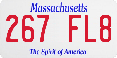 MA license plate 267FL8