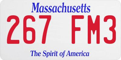 MA license plate 267FM3