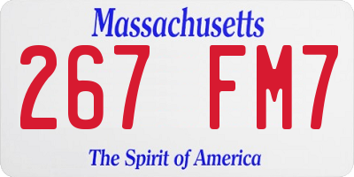 MA license plate 267FM7