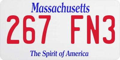MA license plate 267FN3