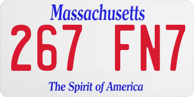 MA license plate 267FN7