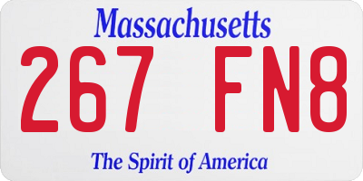 MA license plate 267FN8