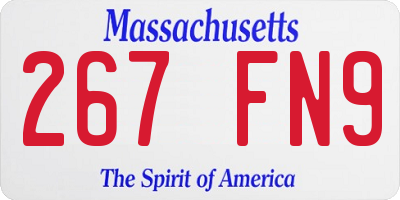 MA license plate 267FN9