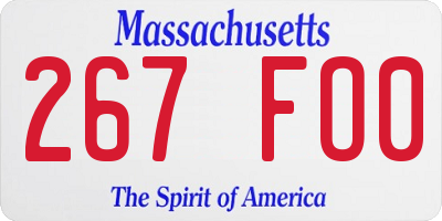 MA license plate 267FO0