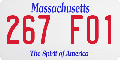 MA license plate 267FO1