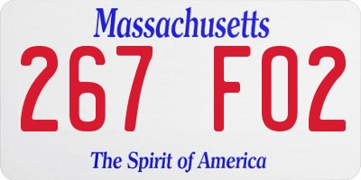 MA license plate 267FO2