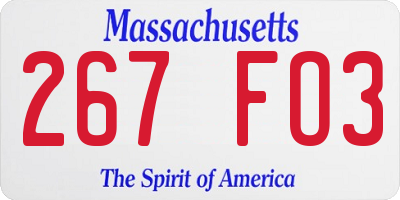 MA license plate 267FO3