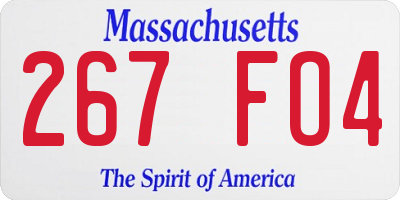 MA license plate 267FO4