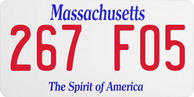 MA license plate 267FO5
