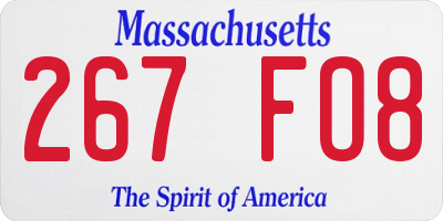 MA license plate 267FO8