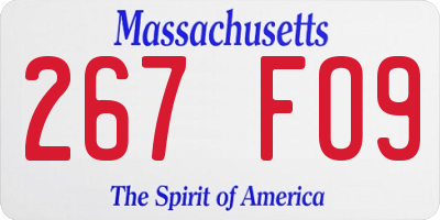 MA license plate 267FO9