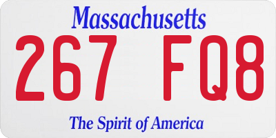 MA license plate 267FQ8