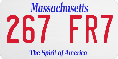 MA license plate 267FR7