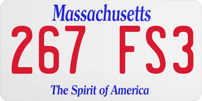 MA license plate 267FS3