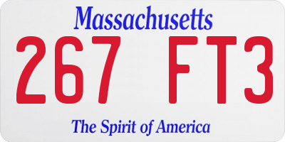 MA license plate 267FT3